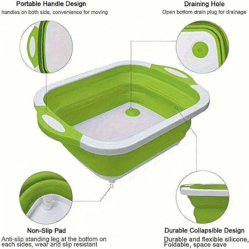 2-in-1 Portable Basin: Saves space, has sink & storage. Durable PP for camping, travel, home. All-season use.