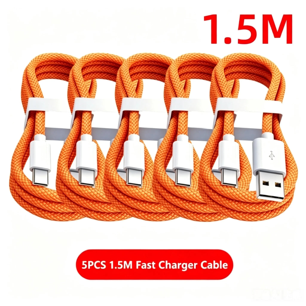 5PCS USB A Cable to USB C 240W Fast Charging