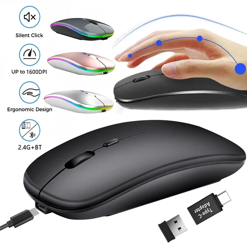 Rechargeable Wireless Mouse Bluetooth-compatible 2.4GHz