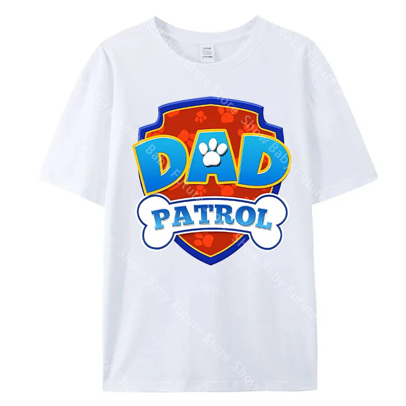 Paws Patrols Adult Dad Mom T-Shirt Tops Man Woman Summer Parent-child Clothing Tee Family Clothes Cartoon Anime Birthday Gifts