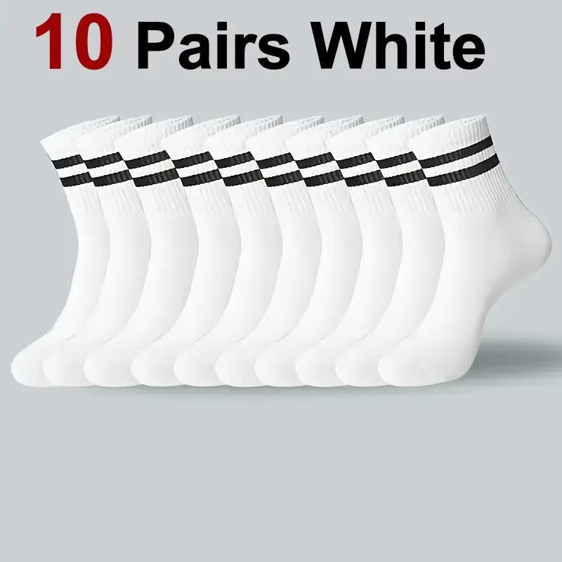 1/10/20 Pairs Unisex Striped Crew Socks Soft Breathable
