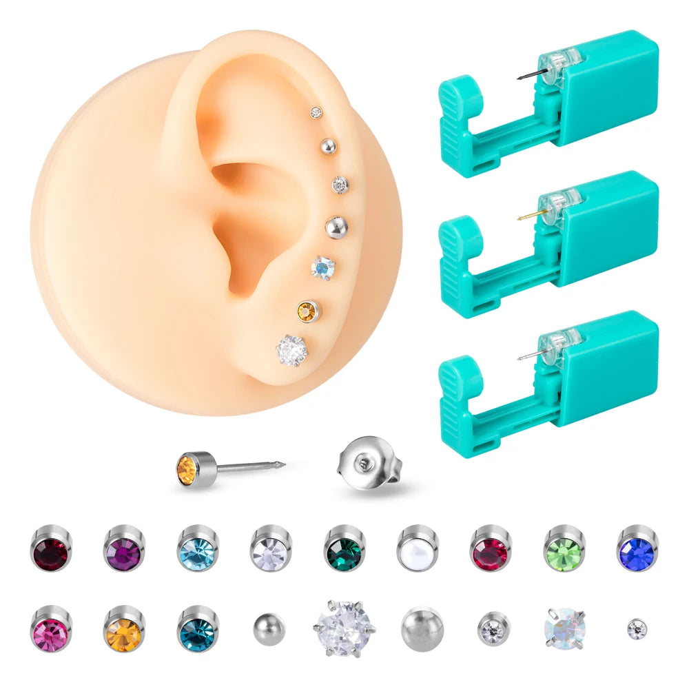 1PC Green No Pain Cartilage Tragus Helix Piercing Gun