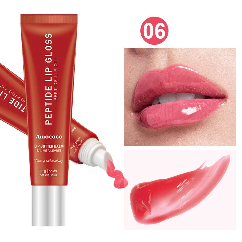 Amococo 2pcs Plumping Peptide Lip Oil 6 Colors Tinted