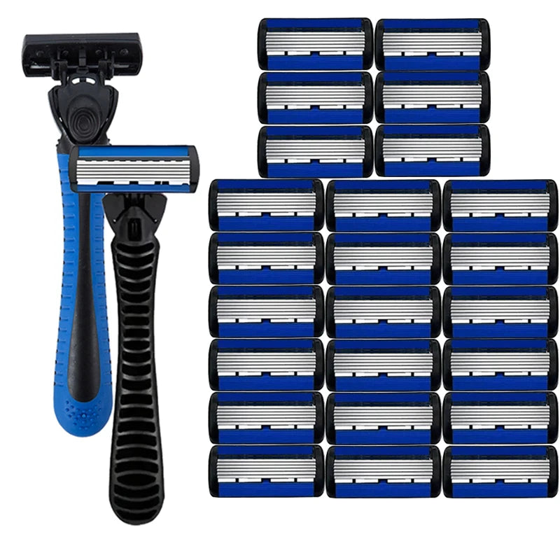 6-layer Stainless Steel Blade Men Razor Washable For Travel For Home