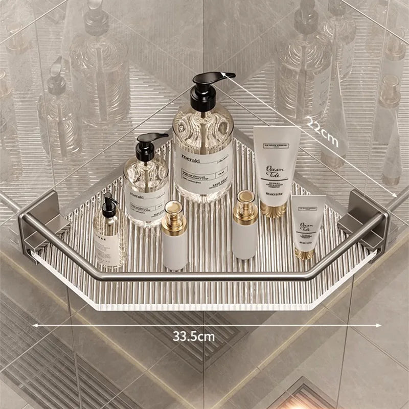 Acrylic Bathroom Tripod Shelf Light Luxury Golden Silver Toilet Rack Shower Room Shampoo Storage Rack Accessories Shelf