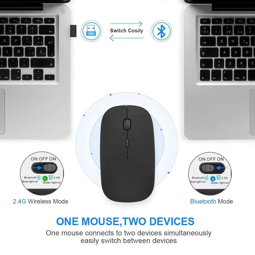 Rechargeable Wireless Mouse Bluetooth-compatible 2.4GHz