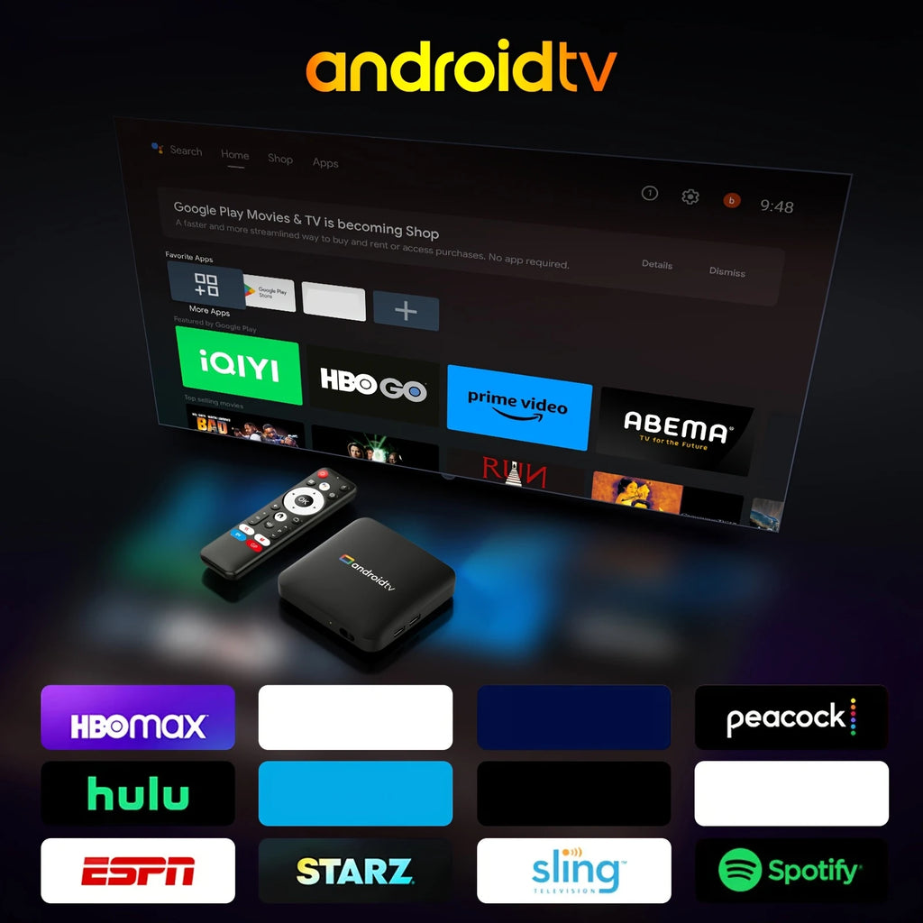 H96 MAX Amlogic S905L3 Android14.0 ATV AI TV Box 4K Video Decording 2.4G/5G WiFi BT4.0 Google Voice Assistant Smart Set Top Box