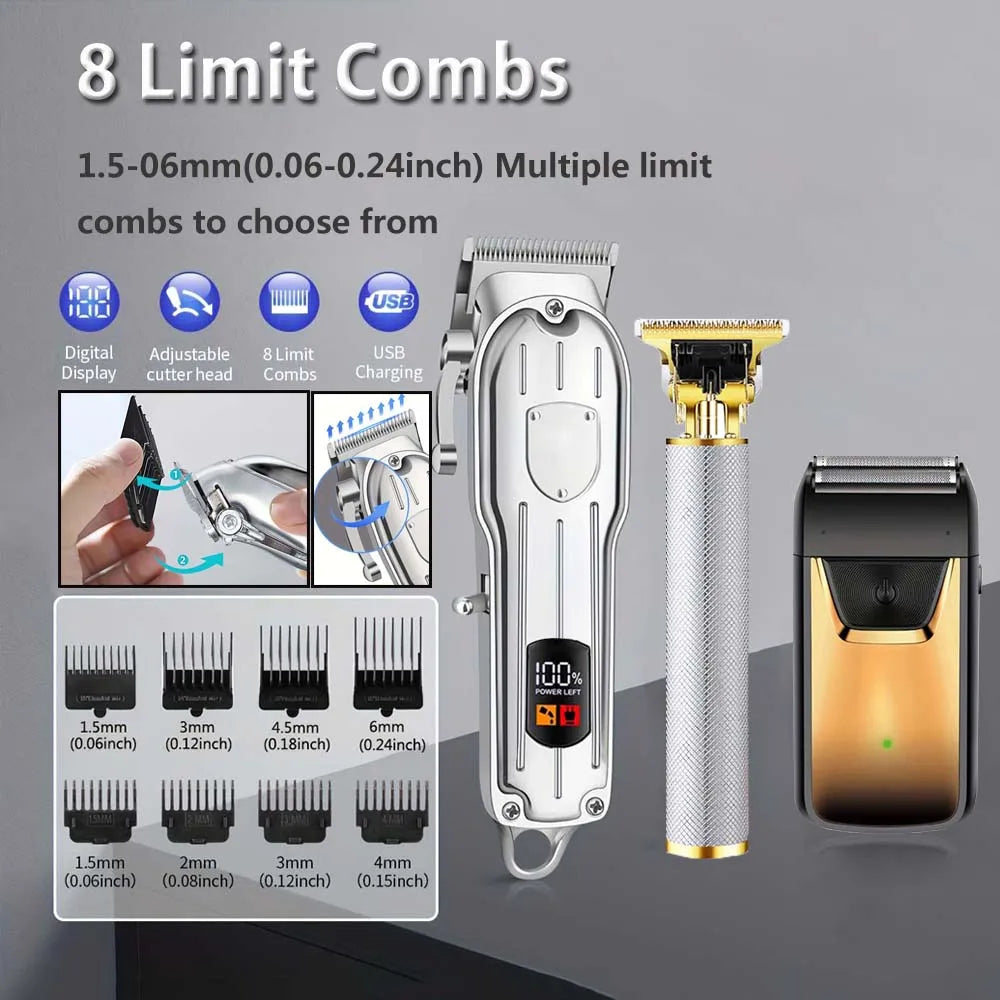 3 in1/1pc Professional Hair Clipper Kit Electric Shaver