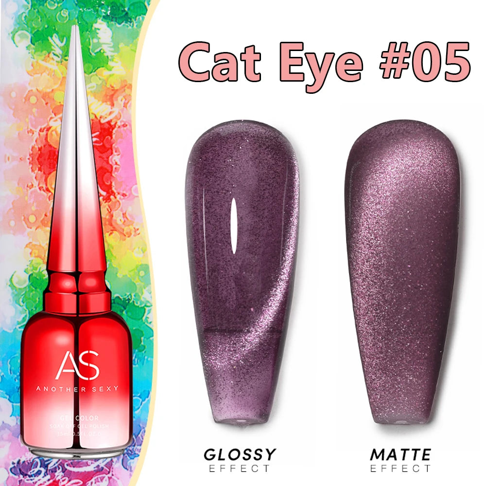 AS 15ml Cat Magnetic Gel Nail Polish Cat Eye Glitter