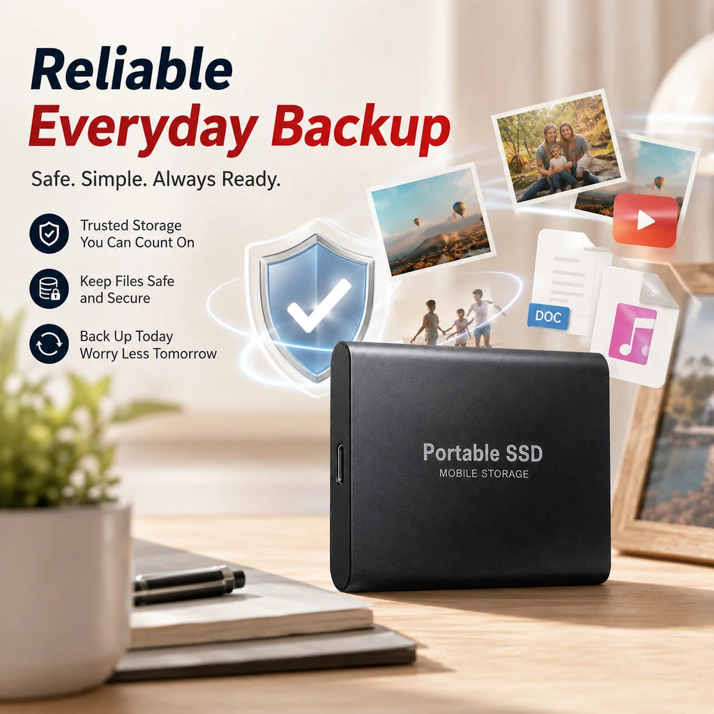 1TB 2TB Shockproof Portable External Hard Drive USB3.2 Type-C SSD