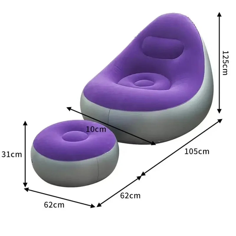 PVC Flocking Inflatable Lazy Sofa, Foldable Portable Air Lounge