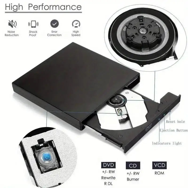 USB 3.0 External CD Burner Optical Drive RW CD DVD-ROM Burner Player Writer Reader Player Portable DVD Recorder For PC Laptops