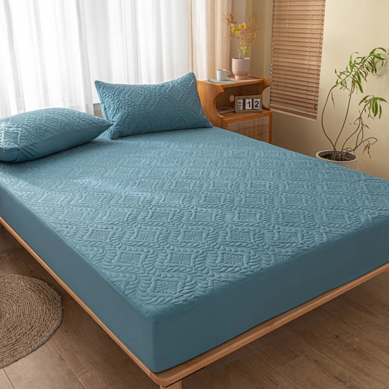 Waterproof Quilted Mattress Cover - Cotton Top, Antibacterial Fiber Fill