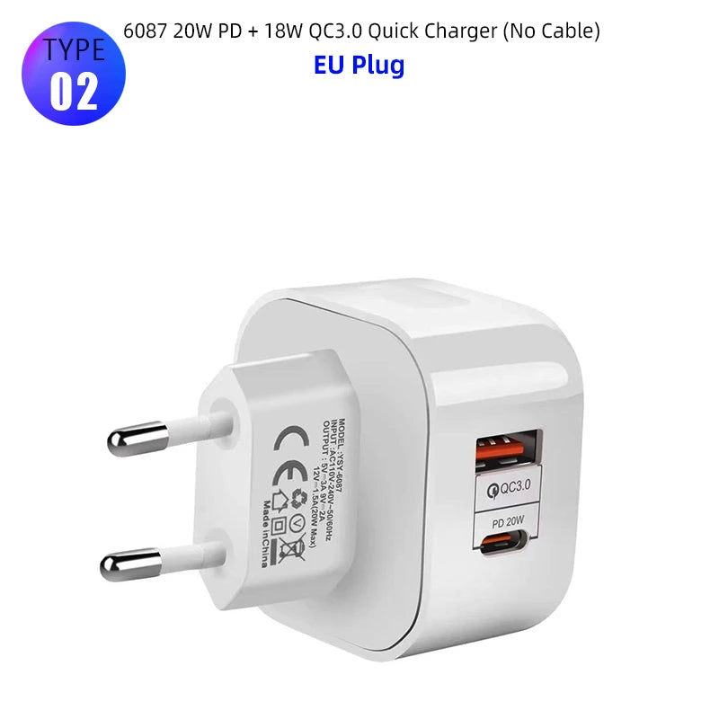 USB C Charger 40W Fast Charger Plug 2 Ports Type C Charger PD Wall Charger Power Adapter for Samsung Xiaomi iPhone 14 13 QC3.0