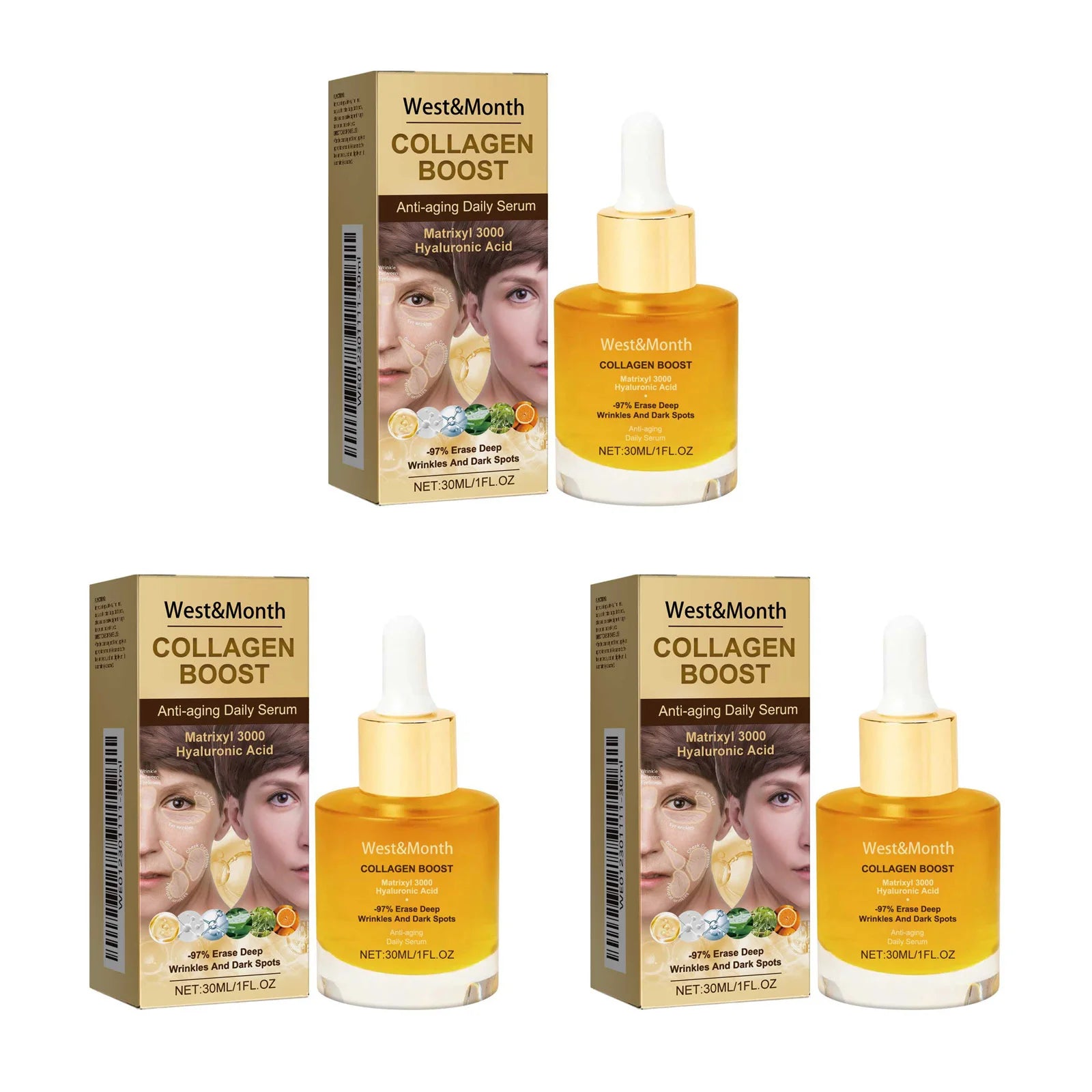 Collagen Face Serum Hydrating Tightening Smoothing Nourishing Brightening Face Skin Fade Fine Lines Anti-Aging Face Essence