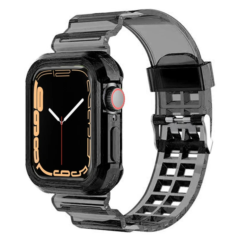 Clear Band + Case for Apple Watch 11 10 9 8 7 6 5 SE 4 38MM 42MM 46MM