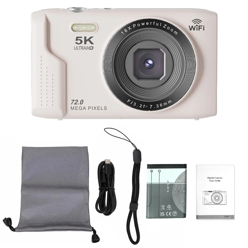 Ourlife Digital Camera 5K 72MP 2.8inch Screen 16X Zoom Vlogging Camera