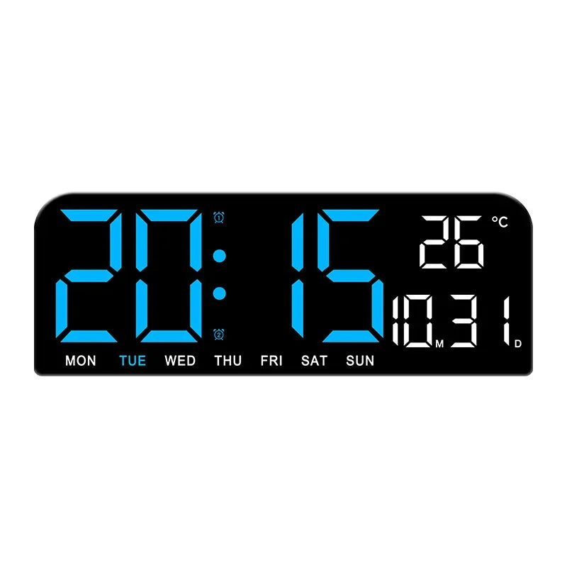 USB Powered 9 Inch Large Digital Wall Clock Temperature Date Week Timing Countdown Auto-Dimmer 2 Alarm 12/24H LED Alarm Clock