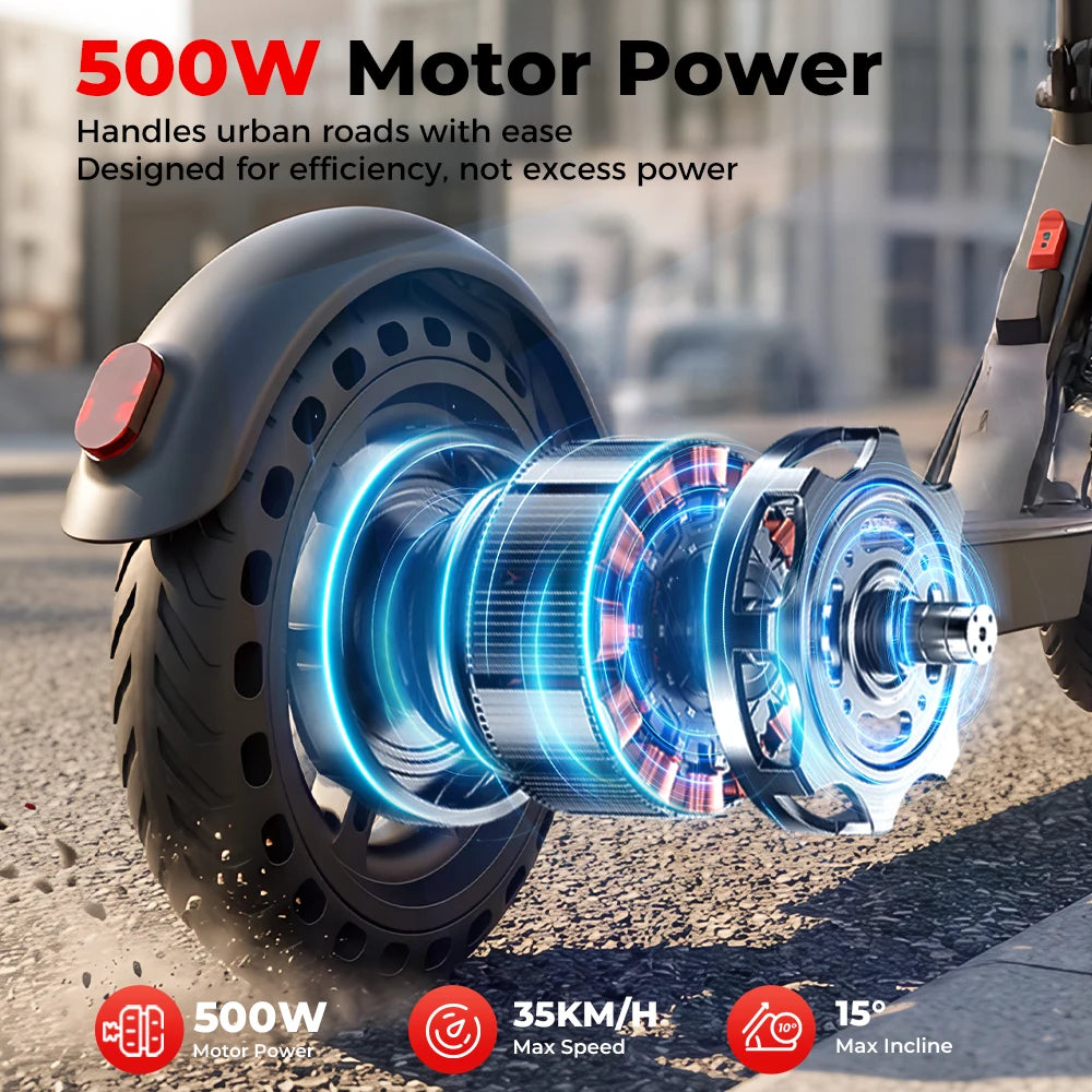 W3C Electric Scooter 8.5 Inch 500W Max Motor 36V7.8Ah Battery 24-34KM Range 3 Speed 35KM/H Rear Drive Rear Hub Brake + E Brake With App E Scooter