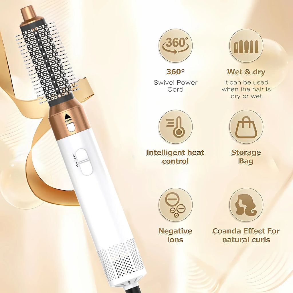 LUXLOCK 5-In-1 Hair Dryer Curling Iron Hot Air Comb Dyso