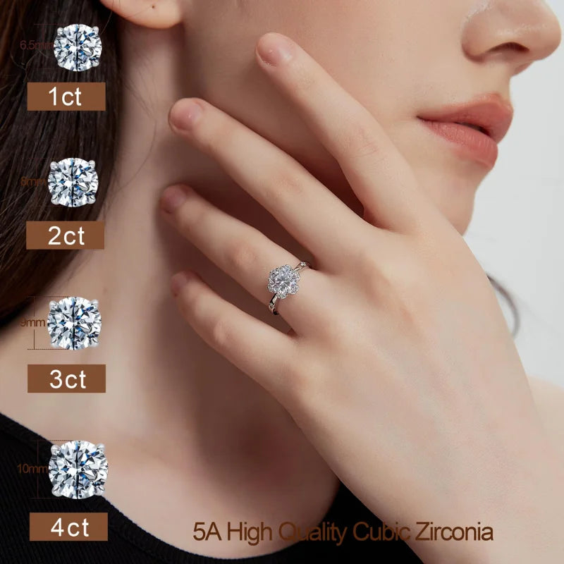 1/2/3/4CT Brilliant Cubic Zirconia Ring with 18K White Gold Plated