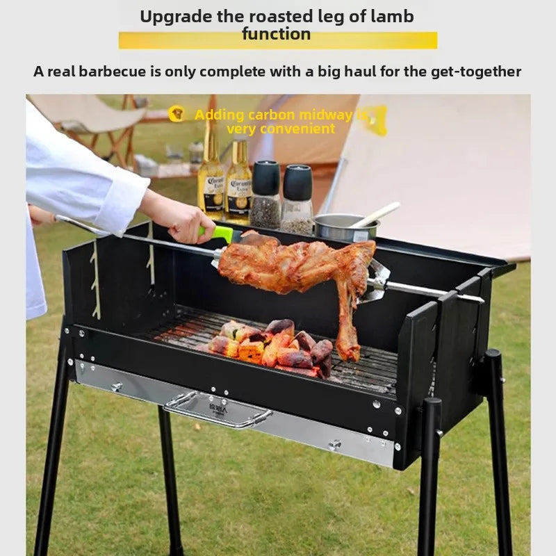Portable Outdoor Charcoal Folding Stainless Steel Thickened BBQ