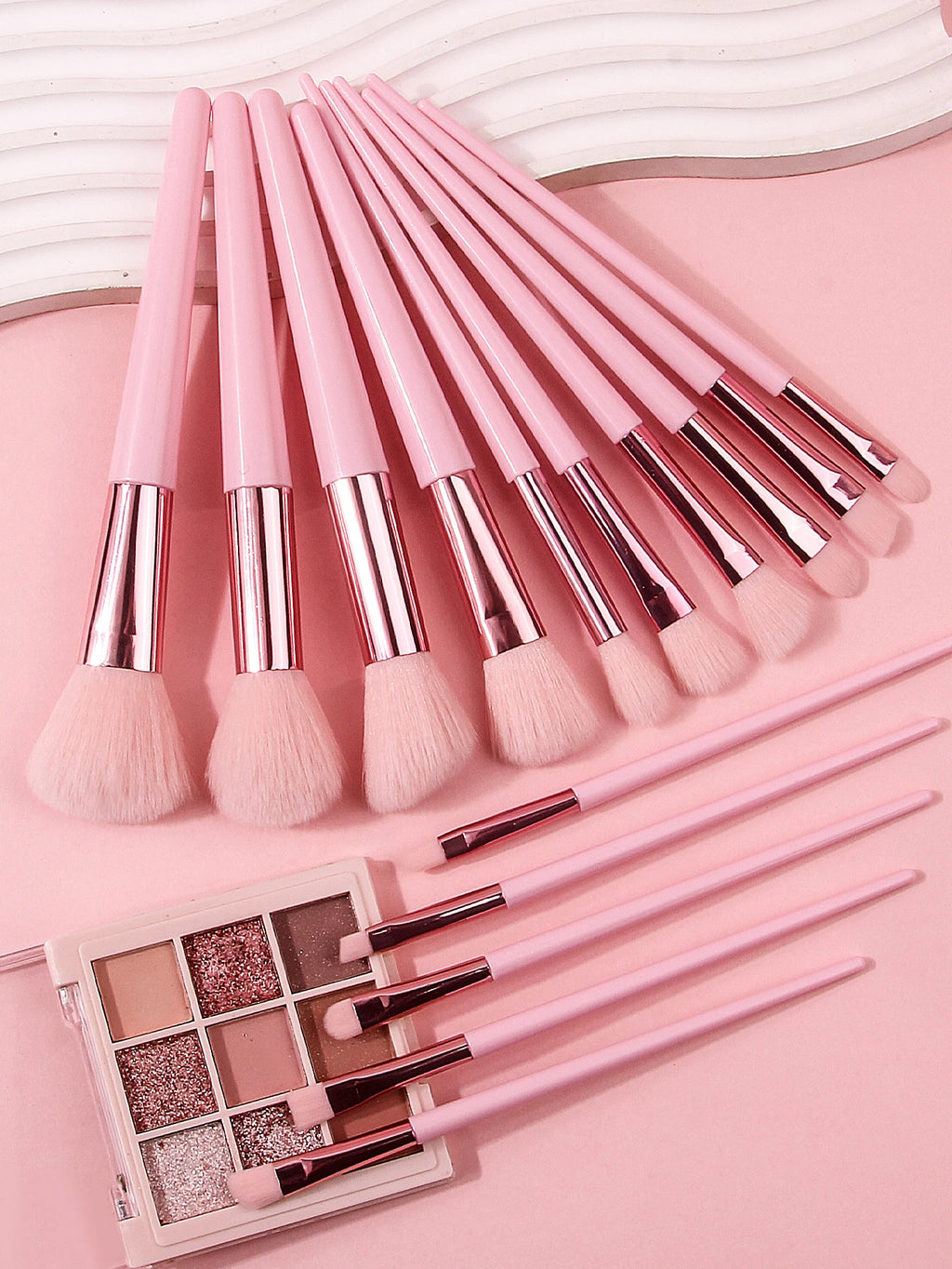 15PCS Pink Makeup Brush Set w/Storage Barrel, Ultra-Soft Bristle, Blush/Eyeshadow Brushes, Pro Tools for Beginners, Easy Clean
