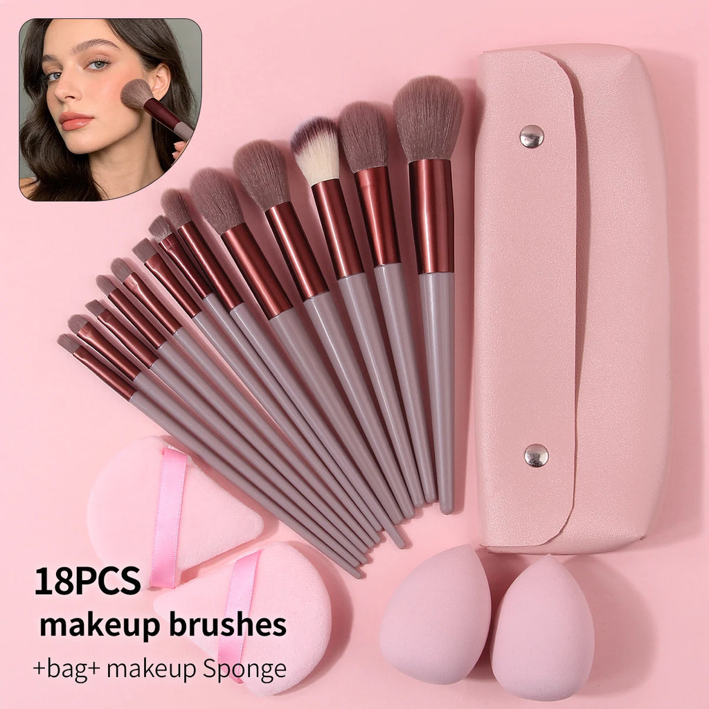Soft Fluffy Professional Makeup Brush Set, Including Foundation/Loose Powder/Eyeshadow Brushes and Makeup Sponge Beauty Tool