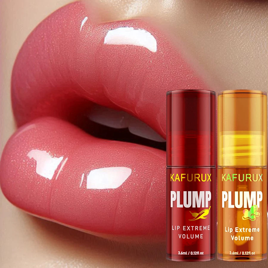 2PC Lip Plump Long Lasting, Lip Gloss Serum Instant Volumising Essence Oil Repair