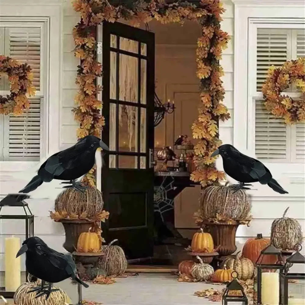 Black Crow Decoration Pest Repeller Realistic Halloween Prop