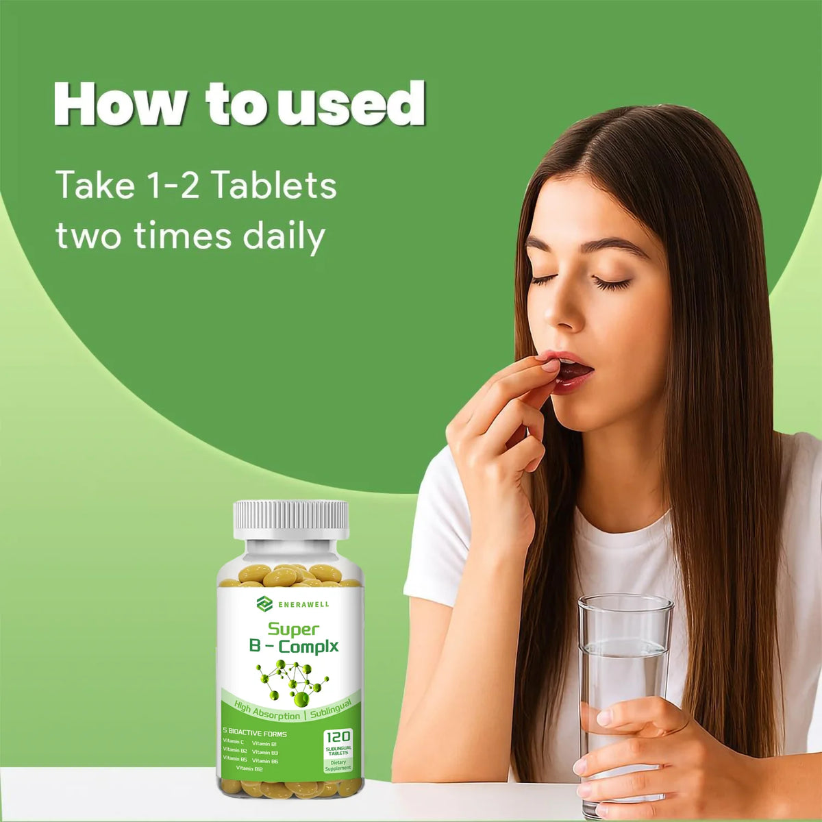 Vitamin B Complex for Energy, Brain & Heart Support - with B1, B2, B3, B5, B6, B12 with Vitamin C, Choline, Inositol