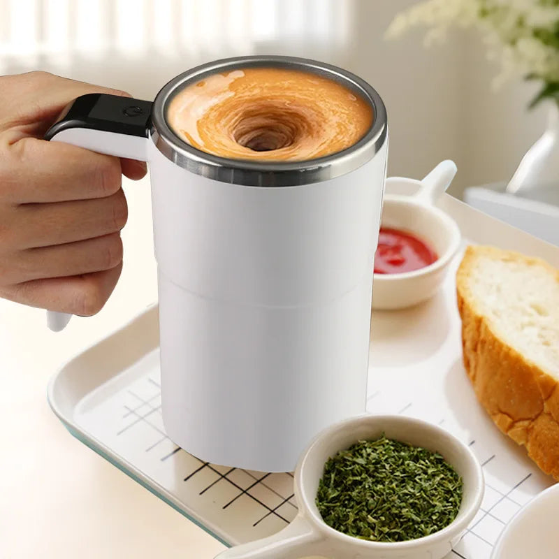 380ML Automatic Magnetic Stirring Mug with Lid Stainless Steel Waterproof USB