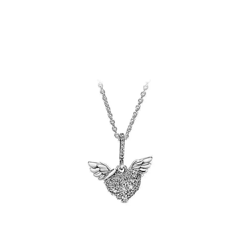 Fashionable Heart Pendant Necklace S925 Pure Silver Zircon