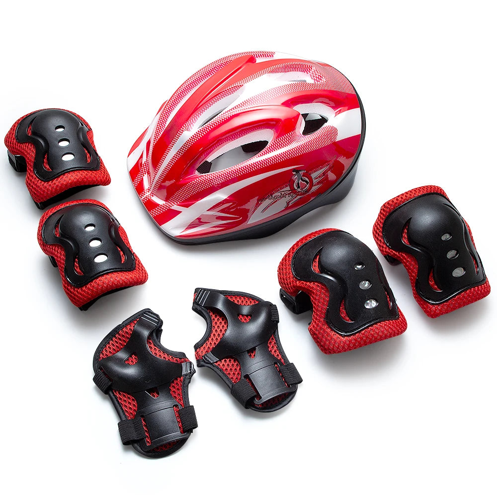 7Pcs/Set Roller Skating Kids Boy Girl Safety Helmet Knee Elbow Pad Sets Children Cycling Skate Bicycle Scooter Helmet Protection