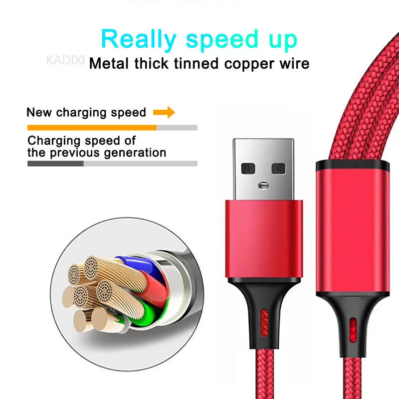 KADIXI 3 In 1 USB Fast Charging Cable Type C Micro IOS
