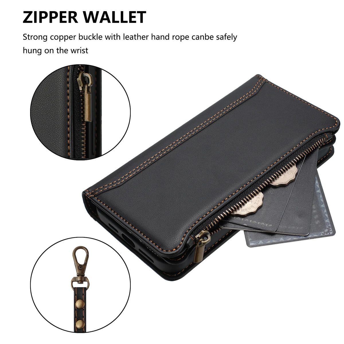 Zipper Wallet Phone Case For Honor X5B X6A X6B X7C X7D X8A X8C X9A X9C X9D