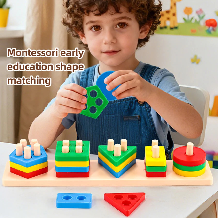 1set - Early Education Equipment Geometric Set Columns,