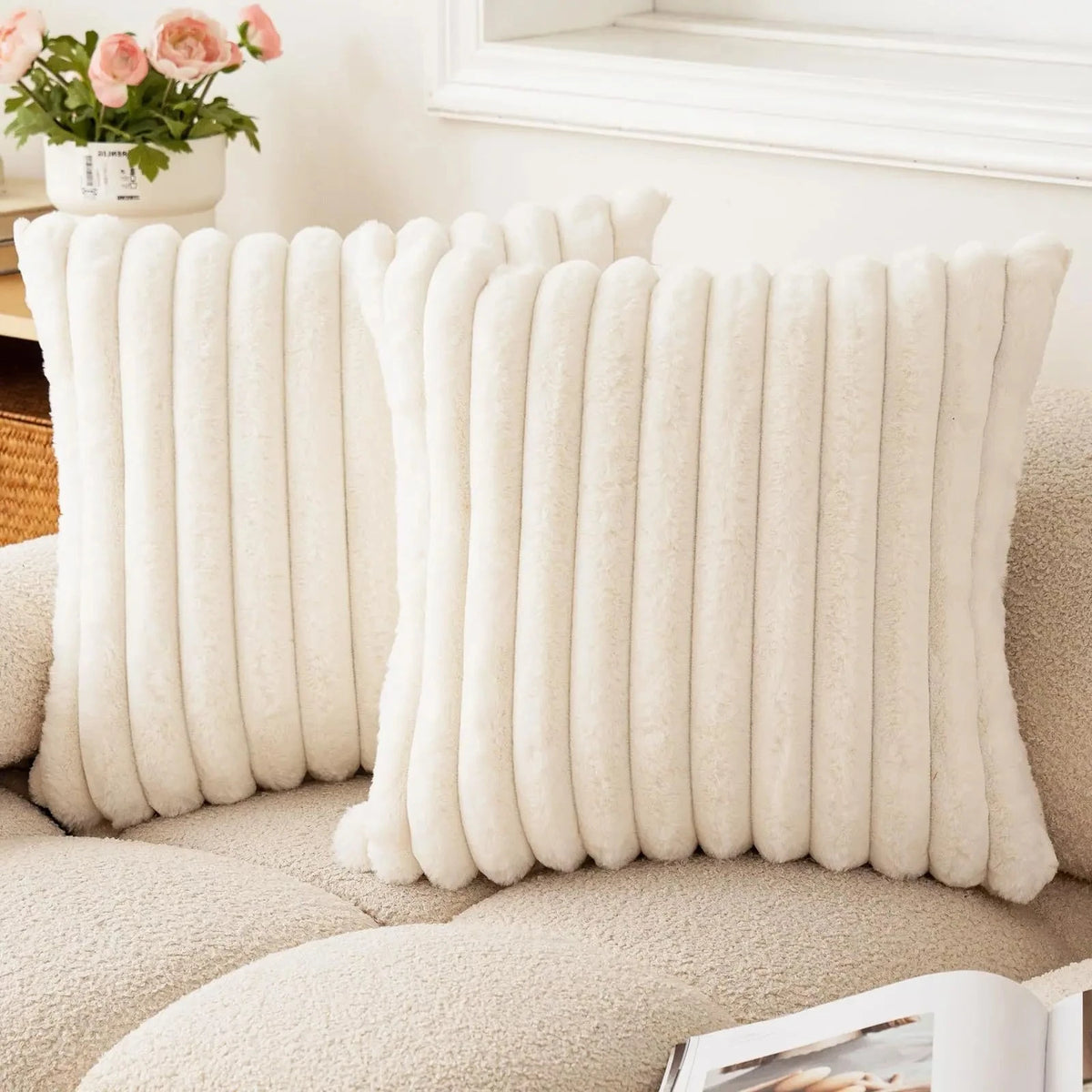 40x40 45x45 Faux Rabbit Fur Square Cushion Cover New Big