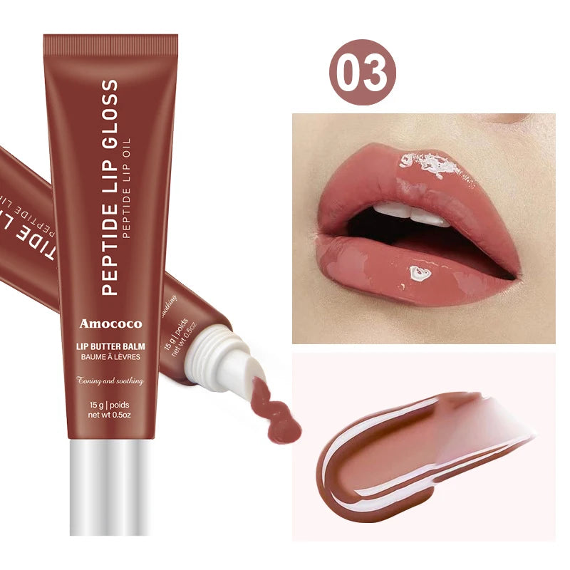 Amococo 2pcs Plumping Peptide Lip Oil 6 Colors Tinted