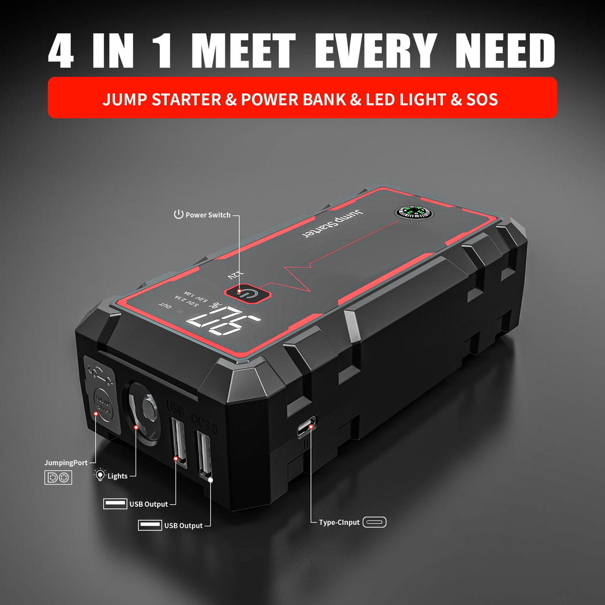AntPower 12000mAh 12V Car Starter Car Battery Portable Charger.