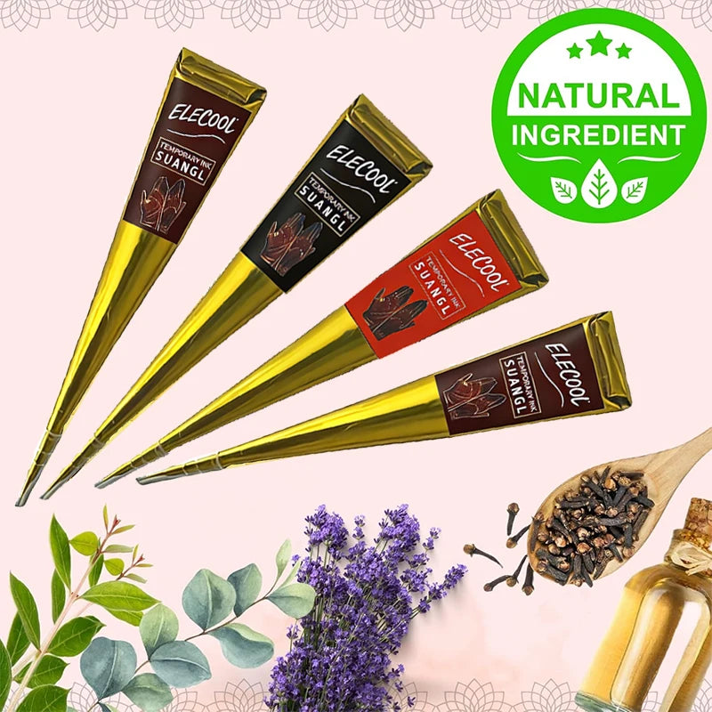 Indian Henna Brown Tattoo Paste Temporary Henna Cones for Tattoo Body Art Sticker Special Body Art Paint Red Black Henna