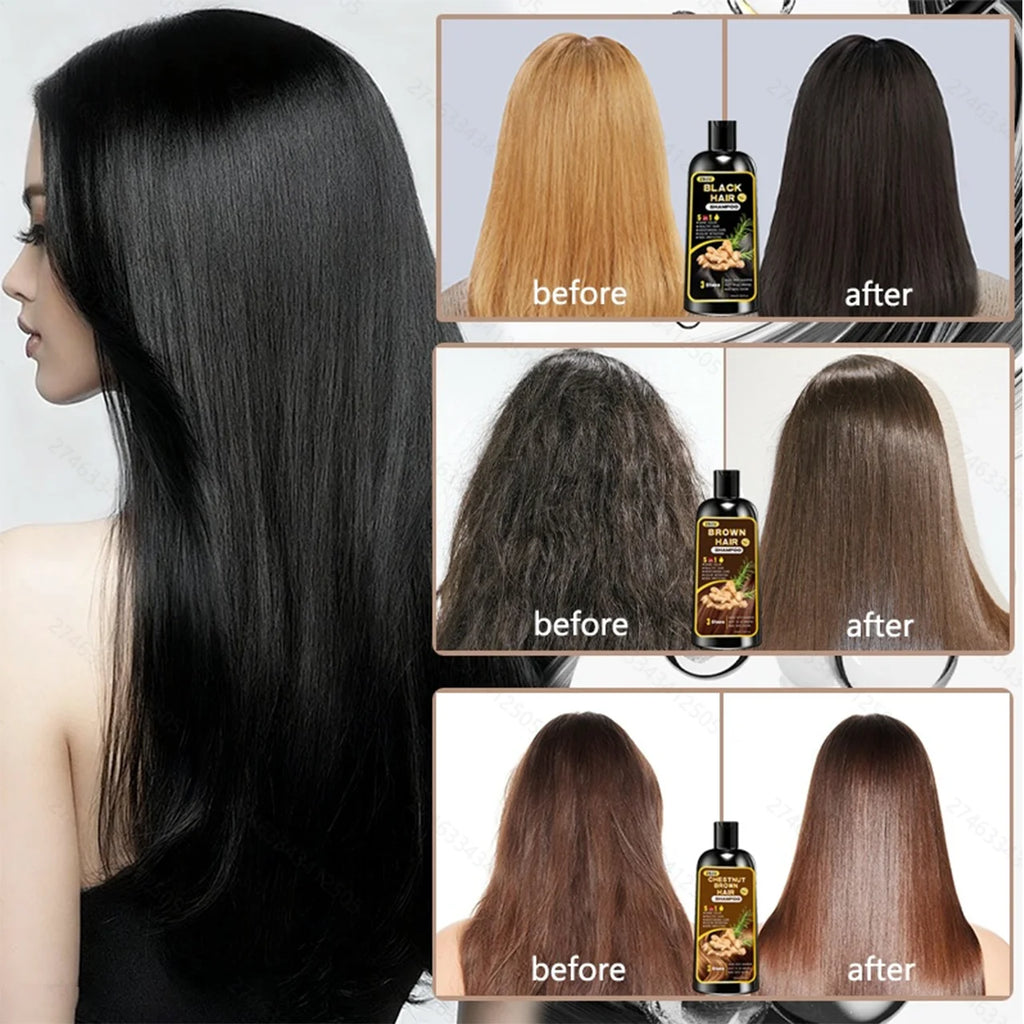 New Hair Dye Shampoo 5-in-1, Containing Ginger and Biotin.