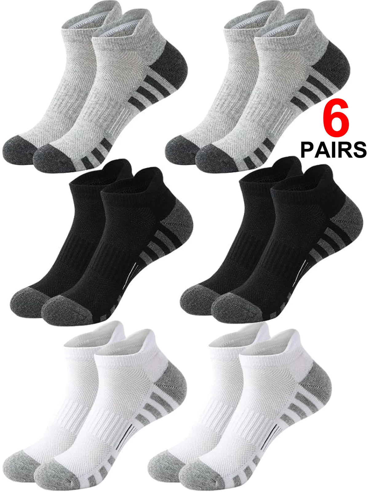 6/24 Pairs Cushioned Breathable Ankle Athletic