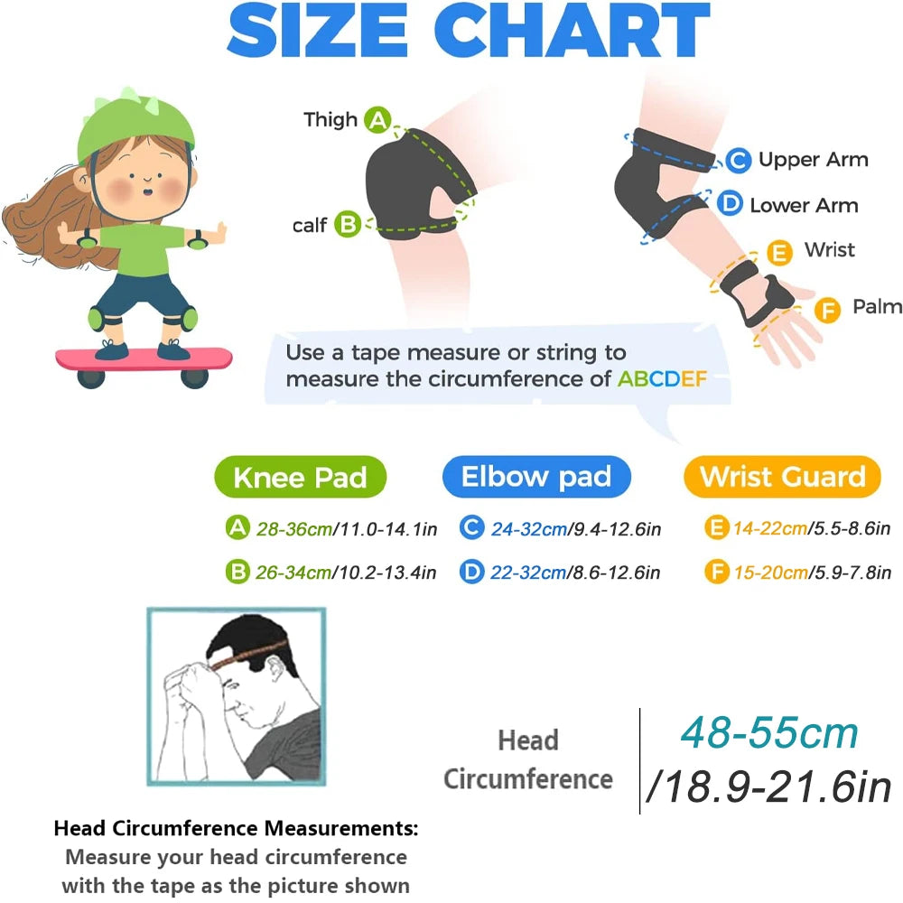 7Pcs/Set Kids Ages 3-10 with Wrist Guard and Knee Pads
