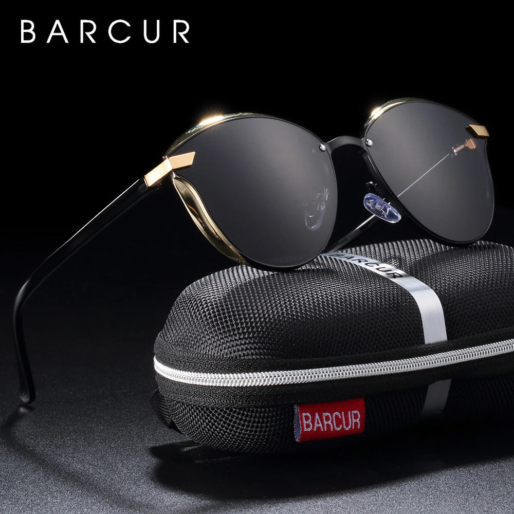 BARCUR Polarized Sunglasses Women Luxury Round Sun Glass for Women Ladies Female Shade Lunette De Soleil Femme
