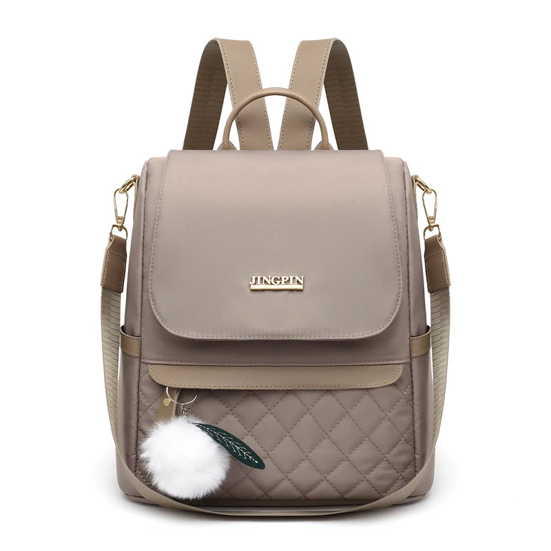 Fashionable women's backpack, adjustable shoulder straps, multiple back styles, zipper closure, polyester lining, suitable for v