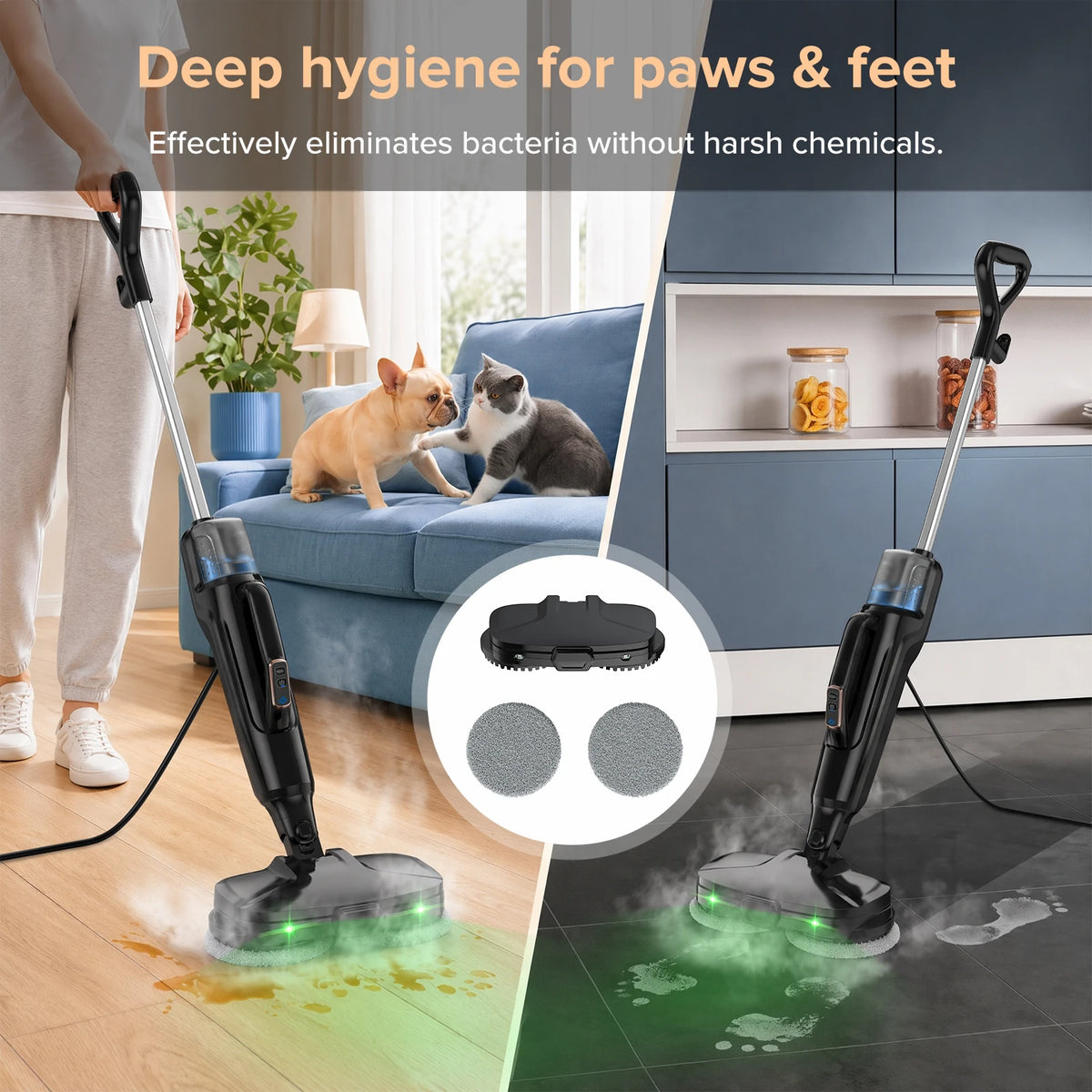 Lubluelu 1580W 6 in 1 Steam Mop Steam Cleaner Steam Broom Cleaner Electric Steam Mop Removes Stubborn Stains with 500ML Tank.