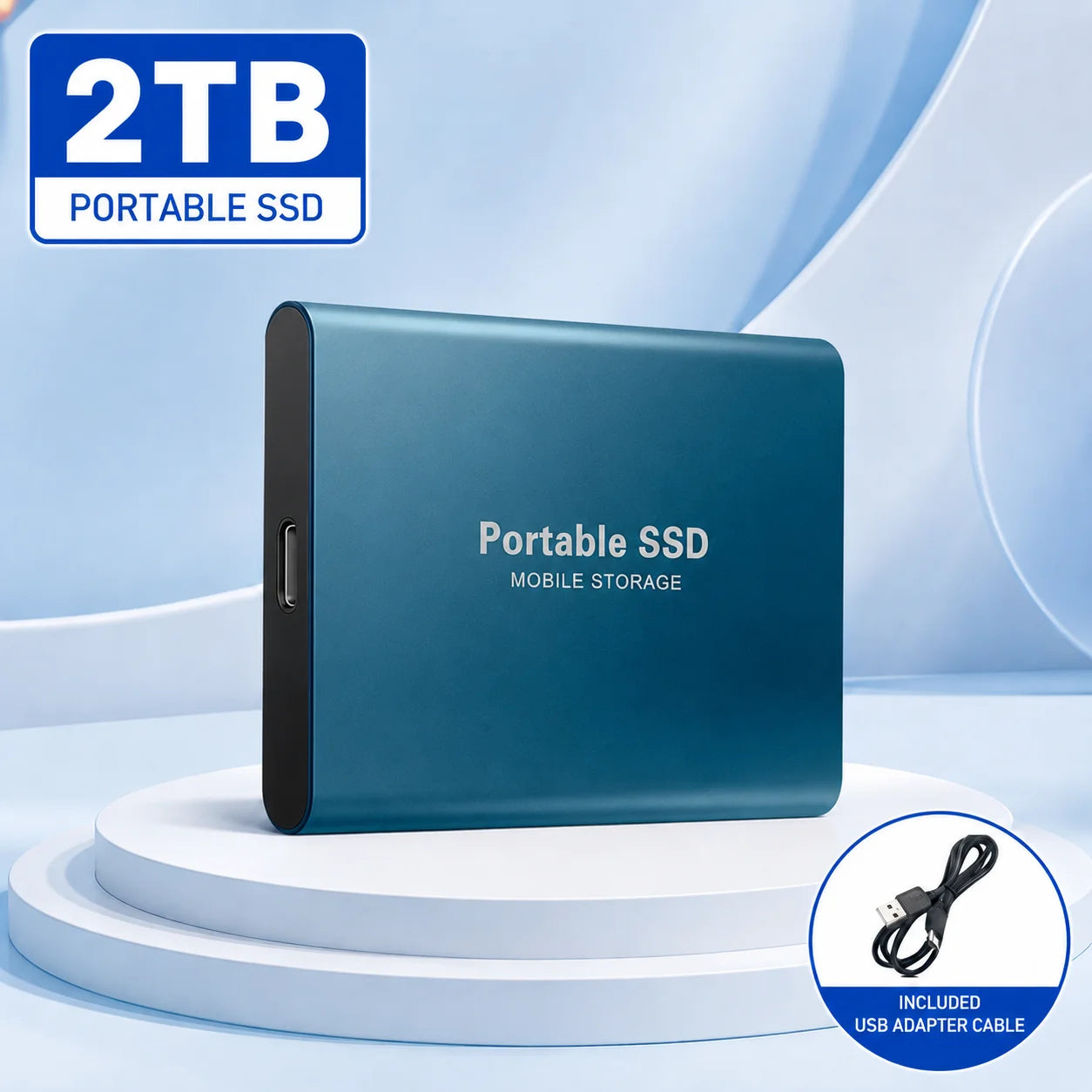 2TB Fast Portable Hard Drive External SSD Hard Disk USB Type-C High-Speed Storage for Laptop/Mac/PC