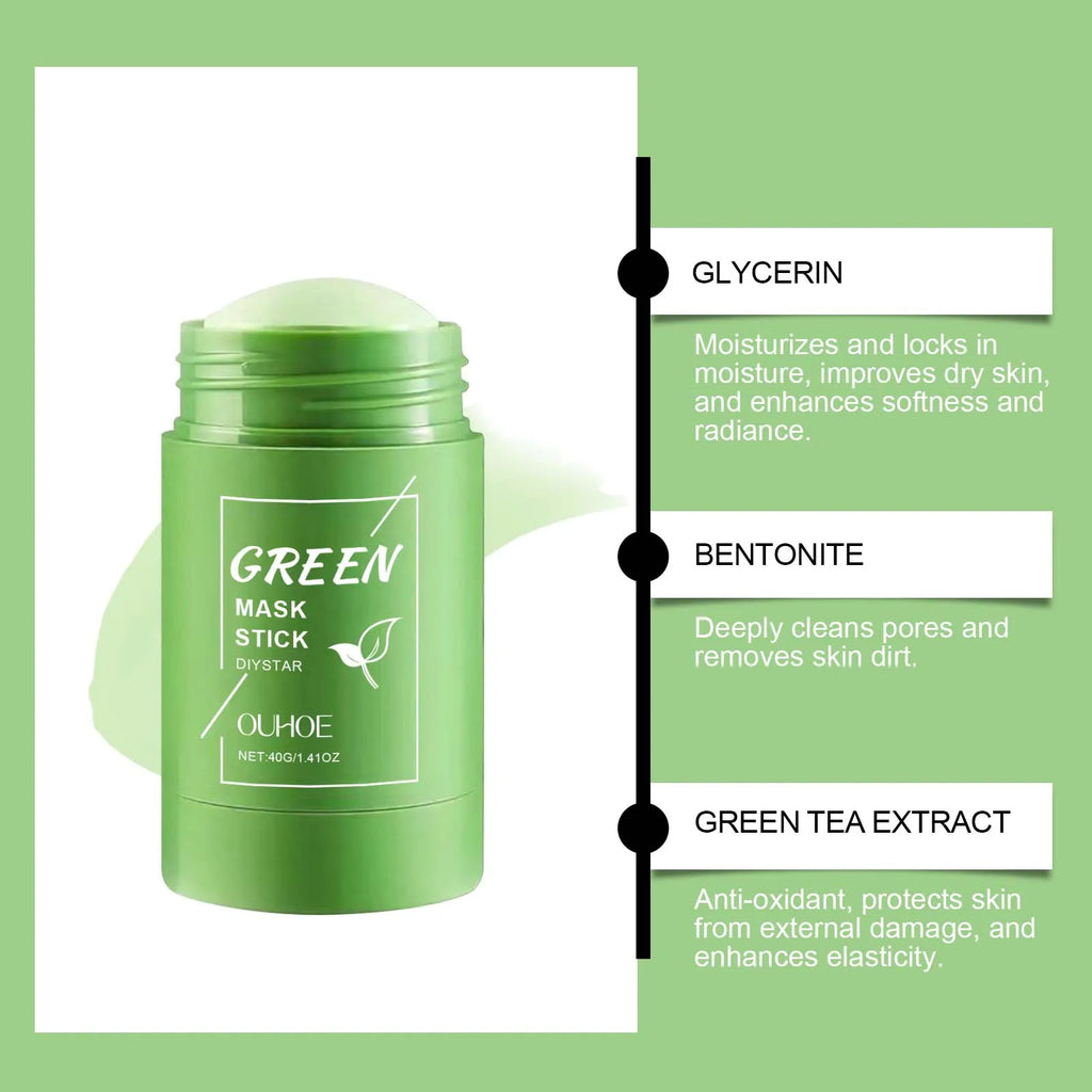 Alaska Volcano & Green Tea Deep Pore Cleansing Mask Stick Blackhead Remover&Oil Control Exfoliating Clay