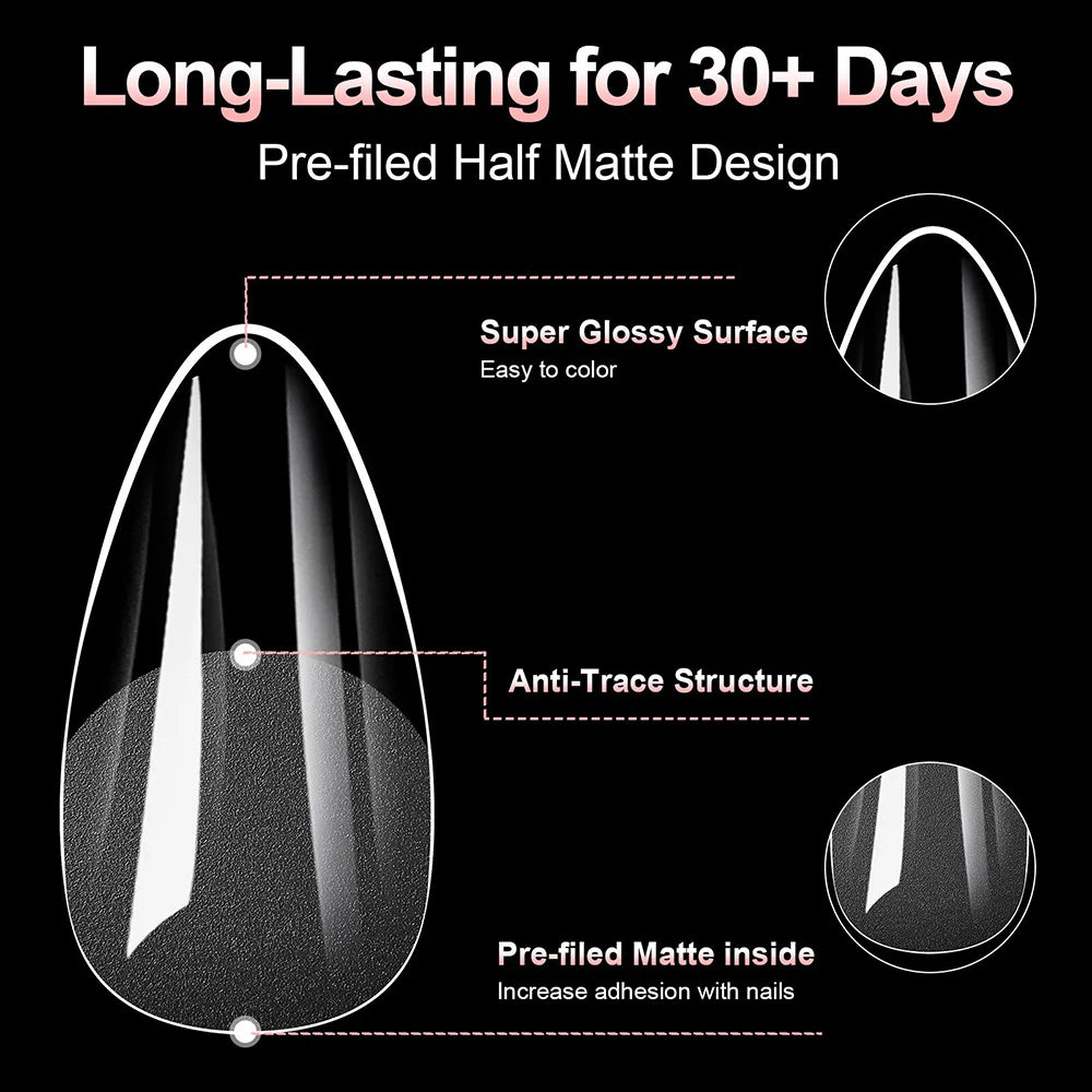 100pcs/box 10 types Fake Nail Tips Coffin Press on Nail Clear Full Cover